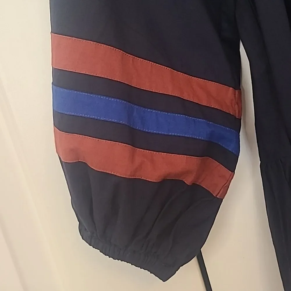 SUNDRY Tiered Midi Dress With Varsity Stripe In Blue Size 0 Or  XS - Picture 6 of 16